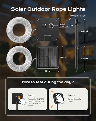 Brightown Solar Rope Lights 2-Pack, 78ft Warm White with 8 Modes — view 6