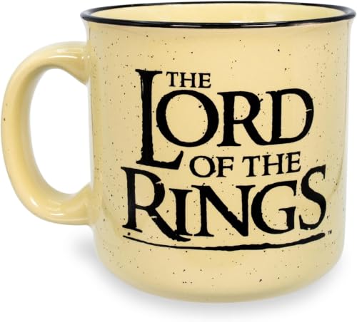 Image of Silver Buffalo Lord Of The Rings Gondor Elven Text Ceramic Camper Mug, 20oz