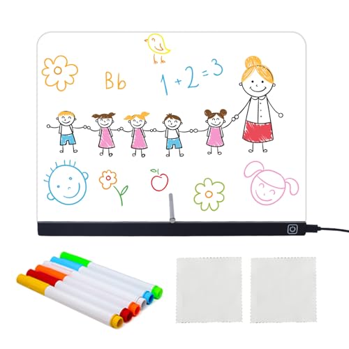 Tablero de notas LED | Bloc de mensajes de 7 modos de luz | Tablero de dibujo LED brillante para garabatos - para el hogar, escritorio, viajes, garabatos, escritura, proyectos de arte para colorear