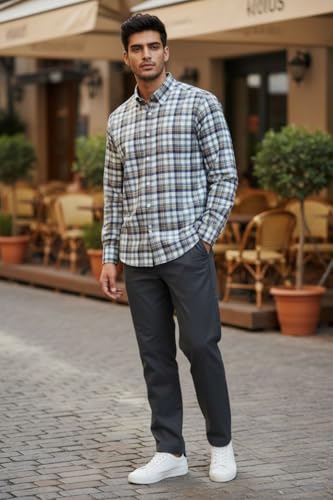 Image of JHABAK'S Cotton Blend Unstitched Checkered Fabric for Men - 2.35m Shirt Piece / 3m Kurta Piece - Width 36 Inches