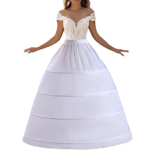 Image of Women's Petticoat Crinoline 4 Hoop Underskirt A-Line Floor Length Wedding Ball Gown Skirt Slips Bridal Dress Petticoats