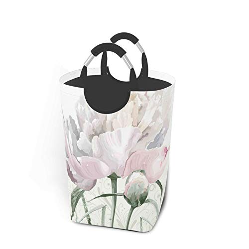 Wäschesack,Flower Pink Rose Tulip Abstrakter Druck,Großer faltbarer Wäschekorb,zusammenklappbarer Wäschekorb,zusammenklappbarer