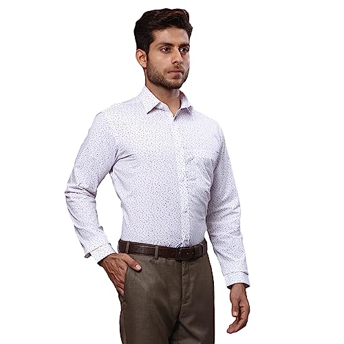 Image of Raymond Men's Pure Cotton Print Pattern Slim Fit Semi Cutaway Collar Full Sleeve Formal Shirt