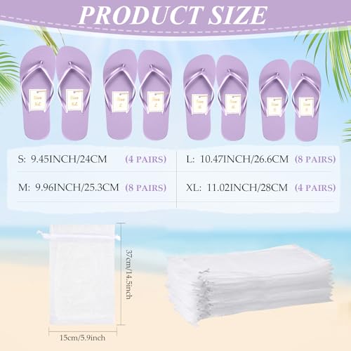 Image of Unittype 24 Pairs Flip Flops Bulk for Wedding Guest Slippers Wedding Flip Flops with Cards Bags for Pool Beach Party