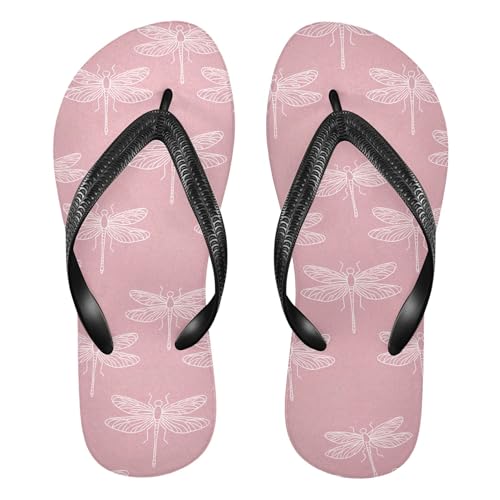Burbuja Dragonflies on Soft Pink Flip Flops for Women Men, Soft Thong Sandals Rubber Slippers for Pool Beach Essentials