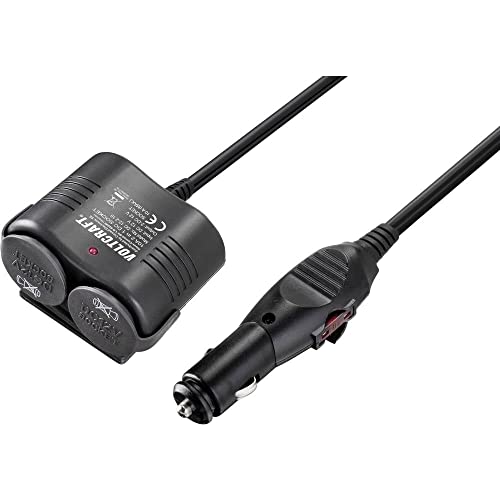 Voltcraft VC-11533030 DC 12-2.10 - Distribuidor de encendedor de cigarrillos, número de acopladores de cigarrillos, 2 x capacidad de carga máxima