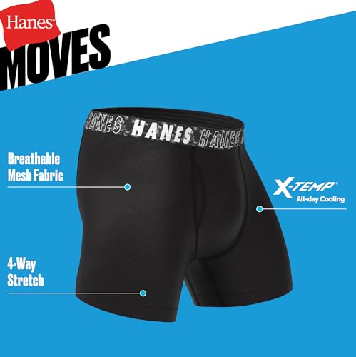 Hanes Boys' Big Performance Tween Boxer Brief Pack, X-Temp Mesh Stretch Underwear, Black, 6-Pack3