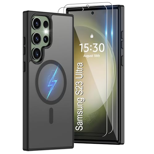 Thumbnail - Pilaru Magnetisch für Samsung Galaxy S23 Ultra Hülle für magsafe mit 2 Schutzfolie,Militärschutz Stoßfest Kratzfest Anti...