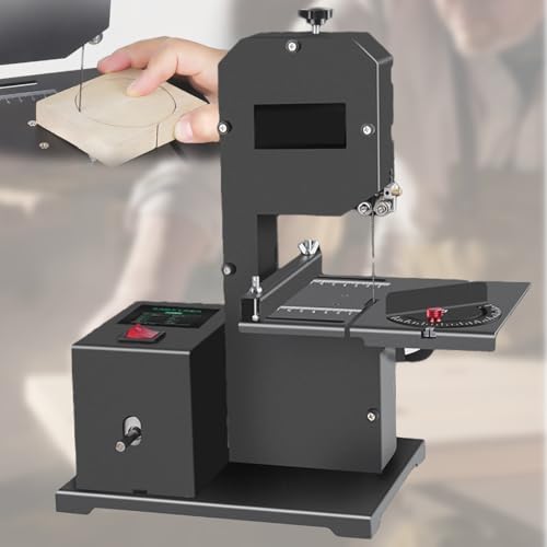 800w Benchtop Band Saw Machine With 70mm Cutting Height, 0-45° Tiltable Metal Table, 90mm Throat, For Wood & Foam Cutting, For Curved And Straight Line Cutting, Mini Multifunctional Band Saw Machin A