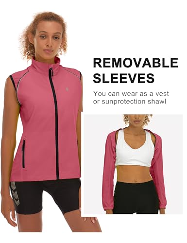 Image of Little Donkey Andy Women's UPF 50+ Cycling Jacket Windbreaker with Removable Sleeves
