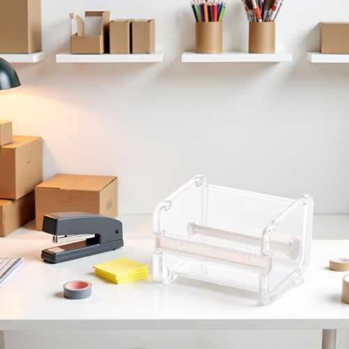 1 x transparenter sichtbarer Washi-Verpackungsbandabroller, Rollbandhalter, Organizer, Schreibtisch-Büro-Klebebandhalter, DIY-Aufkleber, Rollenbandschneider, Halterung, Aufbewahrungsband, Schneiden