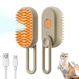 3 In1 Cat Steamy Brush, 2025 New Comb for Cats Dogs, Dog Brush with Steam Self Cleaning Pet Hair, Pet Spray Hair Removal Comb for Shedding, Long Short Haired with One-Click (Milk coffee) -  YAWOTA