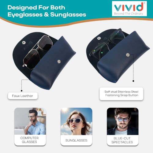 Image of VIVID Unisex Specs Snap Button Eyewear Dabbi Faux Leather Soft Case Cover