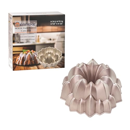 Foto von Erreke Gugelhupfform, Professionelle Qualität Kuchenform, Gugelhupf Backform, Sehr Widerstandsfähig, Doppelte Antihaftschicht, 2 Liter Kugelhupf Backform 24cm, Wasserfall
