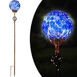 Naboher Garden Solar Lights Outdoor, Decorative LED Honeycomb Glass Ball Garden Stake, Glass and Metal Outdoor Decoration, 4 x 31 Inch (Dark Blue)