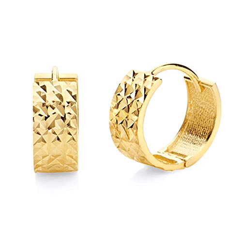 14k REAL Yellow Gold 5mm huggie Hoop Earrings (12 x 12mm)