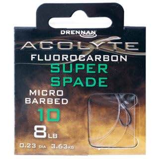 Drennan Acolyte Super Spade Hooks to Fluorocarbon Micro Barbed (Size 10)