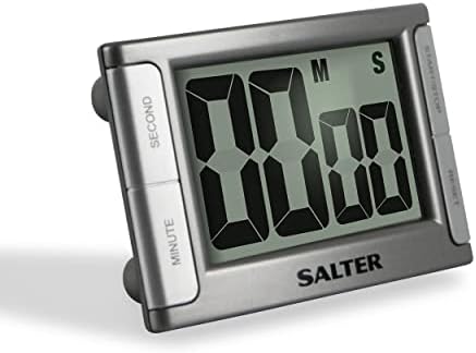Salter 396 SVXR Premium Contour Electronic Timer, Digital Stopwatch, Magnetic/Self Standing, Count Up/Down, 99 Min 59 Sec, Beeper, Start/Stop Button, 2 Year Guarantee, Silver