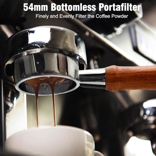 Breville/Sage 54mm Bottomless Portafilter with Stirrer, Rosewood Handle, Stainless Steel Accessories