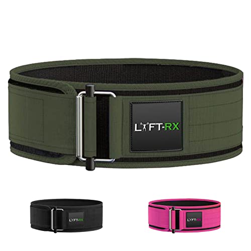 Weightlifting Belt for Squats, Deadlift, Powerlifting, Olympic Weight Lift, Cross Train, Gym, Workout, 4-inch Wide Fit Nylon Belt, Men/Women, in Black, Pink, or OD Green