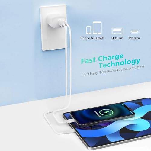 Image of Candytech 33W Dual Port GaN Charger, USB & Type C Fast Charging Adapter for iPhone 16 /15 /14 /13 /12 /11 (Pro,Pro Max,Plus), iPad, Google Pixel, Samsung & All Type C Devices BIS Certified