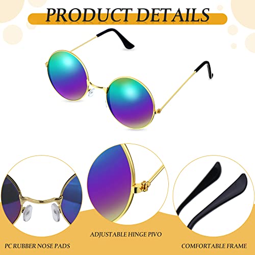 Geelin 42 Pairs Round Hippie Sunglasses Bulk 60s 70s Retro Circle Colored Disco Glasses for Women Men Vintage Birthday Party3