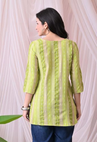 Image of Amazon Brand - Tavasya Women Pure Cotton Katha Plain Short Regular Fit Kurti |Short Top| Solid Casual Tunic
