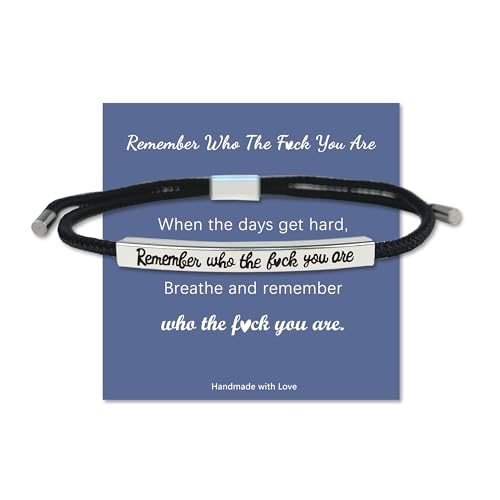 Inspirational Gifts for Women Men Dont Let The Hard Days Win Gifts Motivational Inspirational Tube Bracelets Friendship Birthday Meaningful Gift for Friends Female (Remember Who-Tube Black+Silver)