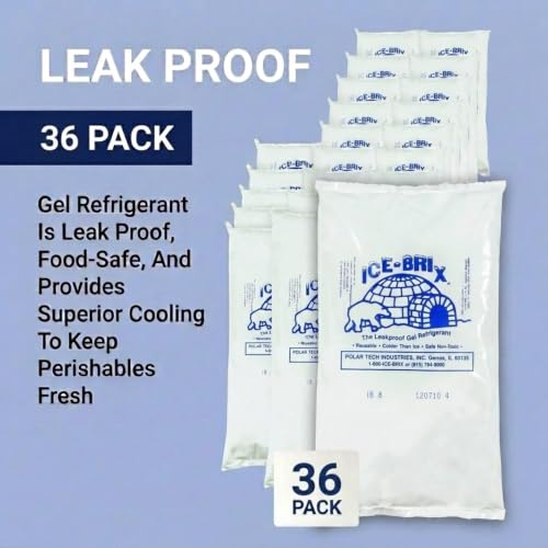 Image of ICE-BRIX Reusable Gel Ice Packs for Shipping, 6 x 4 x 0.75 in, 8 oz White (36 Pack) - Slim Cold Packs for Medication Mailers, Lunch Boxes, Insulated Shipping & Coolers