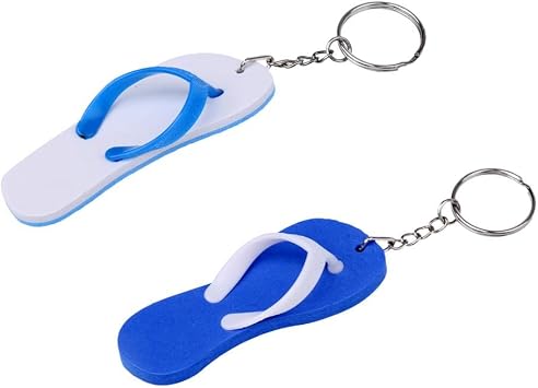 2 Pieces Floating Key Chain Key Ring Key Floats Buoyant Keyring Keychain - Flip Flops/Slipper Shape for Yachting Boating Sailing