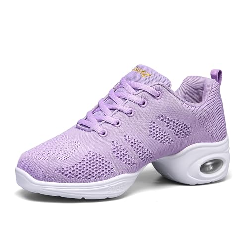 Chaussures de danse jazz SECHRITE violettes à semelle fendue pour homme et femme