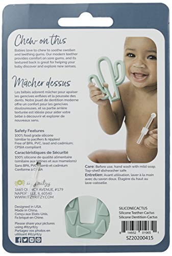 Itzy Ritzy Silicone Baby Teether – Bpa-Free Infant Teether With Easy-To-Hold Design And Textured Back Side To Massage And Soothe Sore, Swollen Gums, Cactus #TOP5