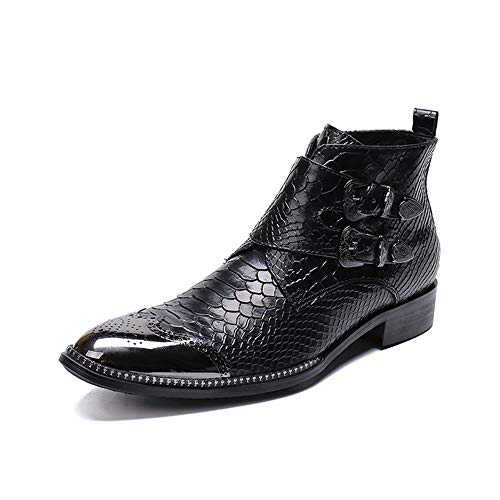 El Nuevo Botas de Tobillo for Hombre con Estampado de Animales y Punta de ala for Hombre, Botas for Mostrar Oficina for Fiesta, Cuero Puro(43 EU)