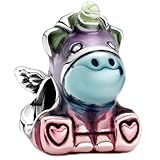 ZURWTCH Fit Women Bracelet Necklaces Fashion Gifts 925 Sterling Silver DIY Jewelry (Colourful Rainbow Bruno the Unicorn Charm)