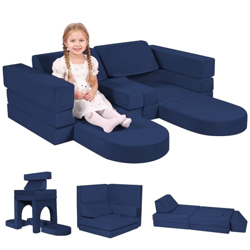 MeMoreCool 10-Piece Kids Play Sofa Navy Blue