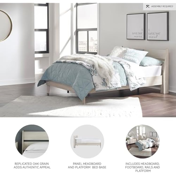 Signature Design by Ashley Socalle Casual Full Panel Platform Bed, Foundation or Box Spring Not Needed, Light Brown