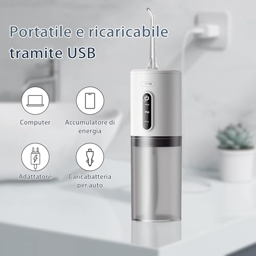 Irrigador Oral Profesional Inalámbrico para Hogar y Viaje – Irrigador Dental Portátil de Agua Recargable e Impermeable IPX7 con 5 Boquillas Intercambiables - Verde - imagen 8