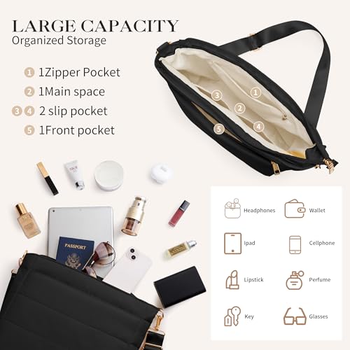 Cross Body Purses for Women Lightweight Quilted Puffer Tote Bag Casual Hobo Nylon Shoulder Handbag Travel4