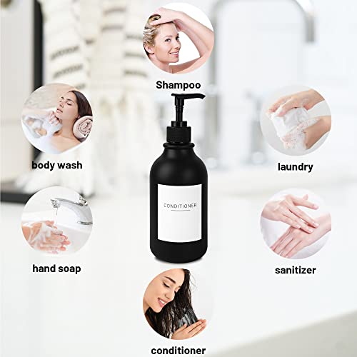 Ezebesta Pack of 3 Black 500ml Soap Lotion Pump Dispensers with 22 Labels and 3 Wall-Mounted Rack Bathroom Organization - Cosy Home Interiors Ezebesta Pack of 3 Black 500ml Soap Lotion Pump Dispensers with 22 Labels and 3 Wall-Mounted Rack Bathroom Organization - Image 4