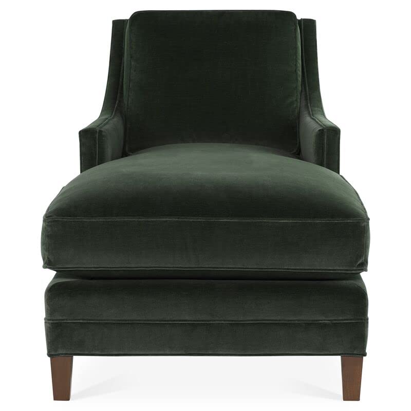 Image of Green Velvet Chaise Lounger diwan Settee sal Wood for livingroom Bedroom Office (Green)