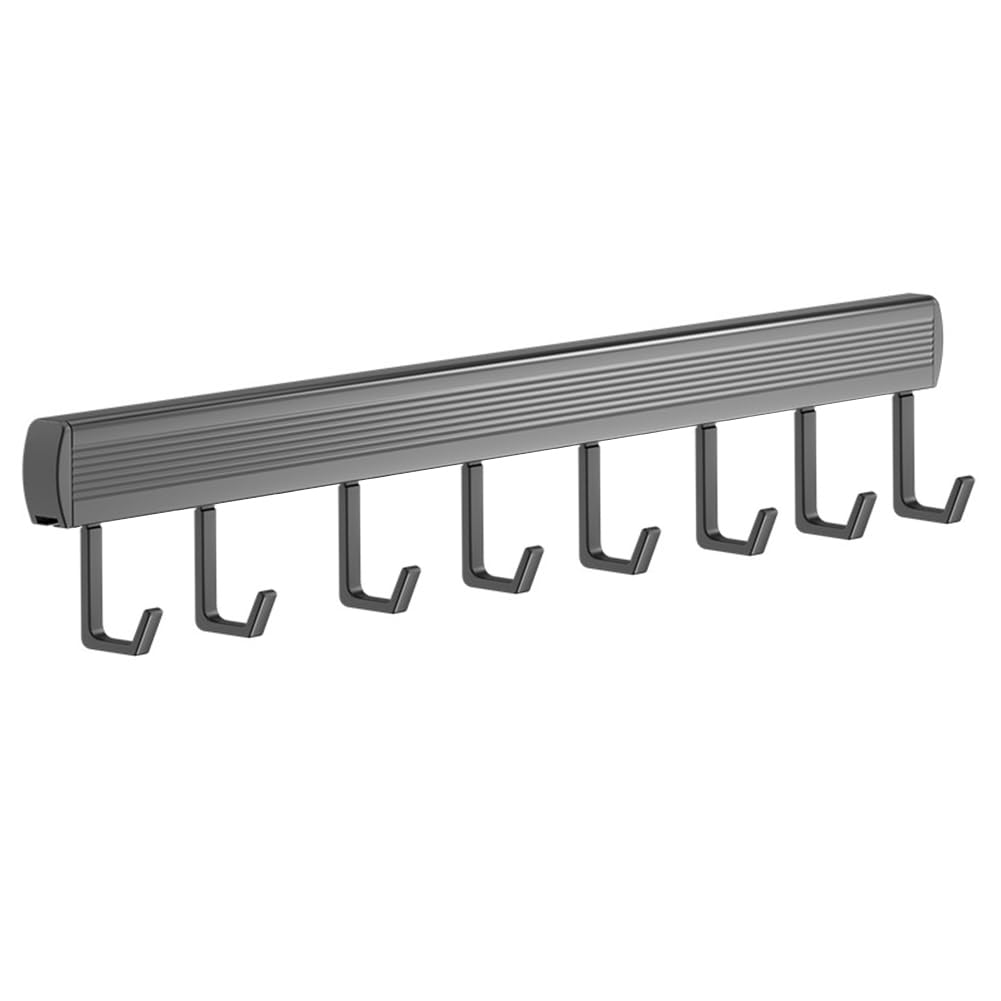 CTRLZS 8-Hooks Kitchen Hook Rack Wall Mounted Hangers Rack Spoon Shovel Chopping Board Organizer Kitchen Accessories,Gray