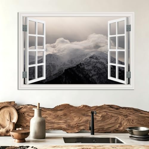 Cuadro lienzo efecto ventana al lago para decorar un salón relajante 3