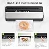 Bonsenkitchen Macchina per Sottovuoto Alimenti, Macchine Sottovuoto Alimenti multifunzione con 50 sacchetti sottovuoto e 1 rotolo per sottovuoto, Taglierina Integrata, VS3016