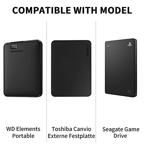 Yinke Pokrowiec na zewnętrzny dysk twardy WD/ Toshiba Canvio Gaming/ Basics/ Flex & Seagate Portable Drive/ Game Drive/One Touch/ Expansion Portable, twarde etui na podróż (czarne)