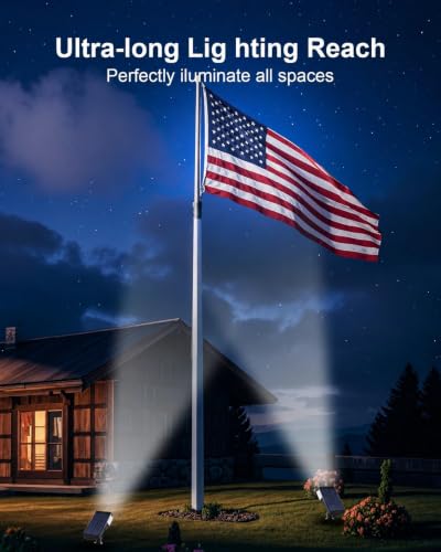 Image of 6 Pack Solar Spot Lights Outdoor Waterproof, 20 LEDs Bright Landscape Spotlights Dusk to Dawn, Cool White Adjustable Uplights for Yard Tree House Garden Wall Pathway, IP65