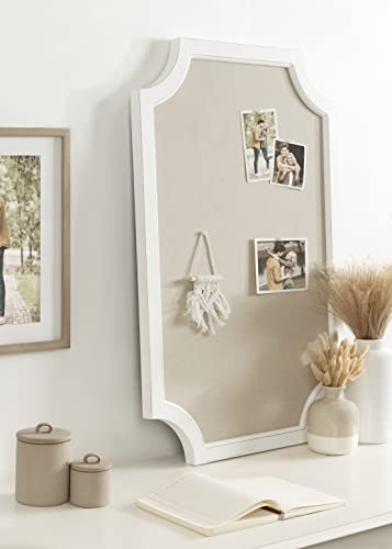 image for Kate and Laurel Hogan Framed Scalloped Decorative Wall Pinboard, White