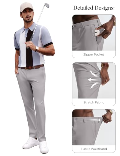 Mens Stretch Golf Pants Silver