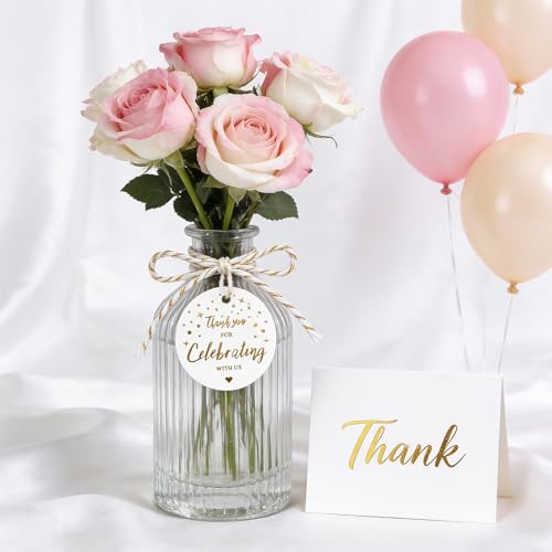 Etiquetas de agradecimiento con cuerda para colgar en detalles y recuerdos de boda redondas 6