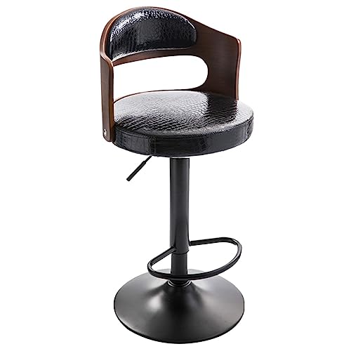 GIZNXBA Taburetes De Bar Ajustables Sillas De Bar Altas Tapizados con Respaldo Y Reposabrazos Silla De Bar Giratoria De Estilo Industrial para Encimera De Cocina, Cafetería O Comedor(Black A)