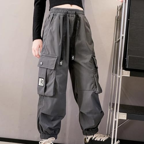 Cargo Pants for Girls Kids Baggy Sweatpants Hip Hop Streetwear Drawstring Elastic Waist Casual Joggers with Pockets2